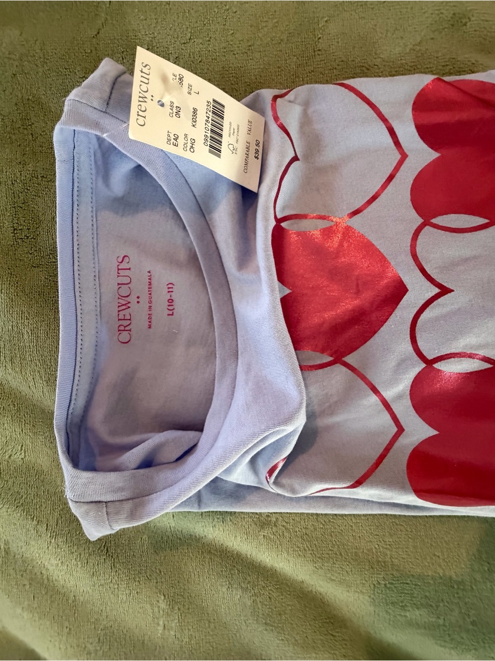 Crewcuts Lavender Long-Sleeve Tee with Metallic Pink Heart Grid - Picture 5 of 6